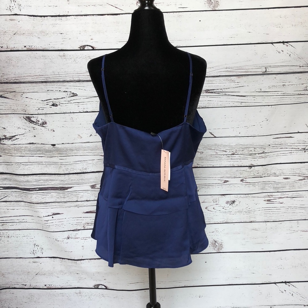 ⚡️NWT! Banana Republic blue satin ruffle top 12P - Picture 2 of 8